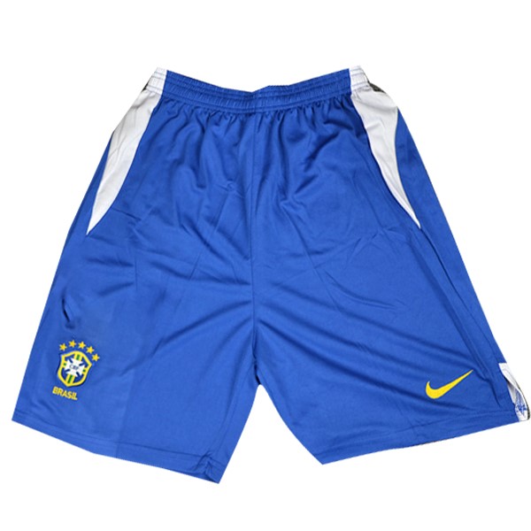 Pantalones Brasil Replica Primera Ropa Retro 2002 Azul